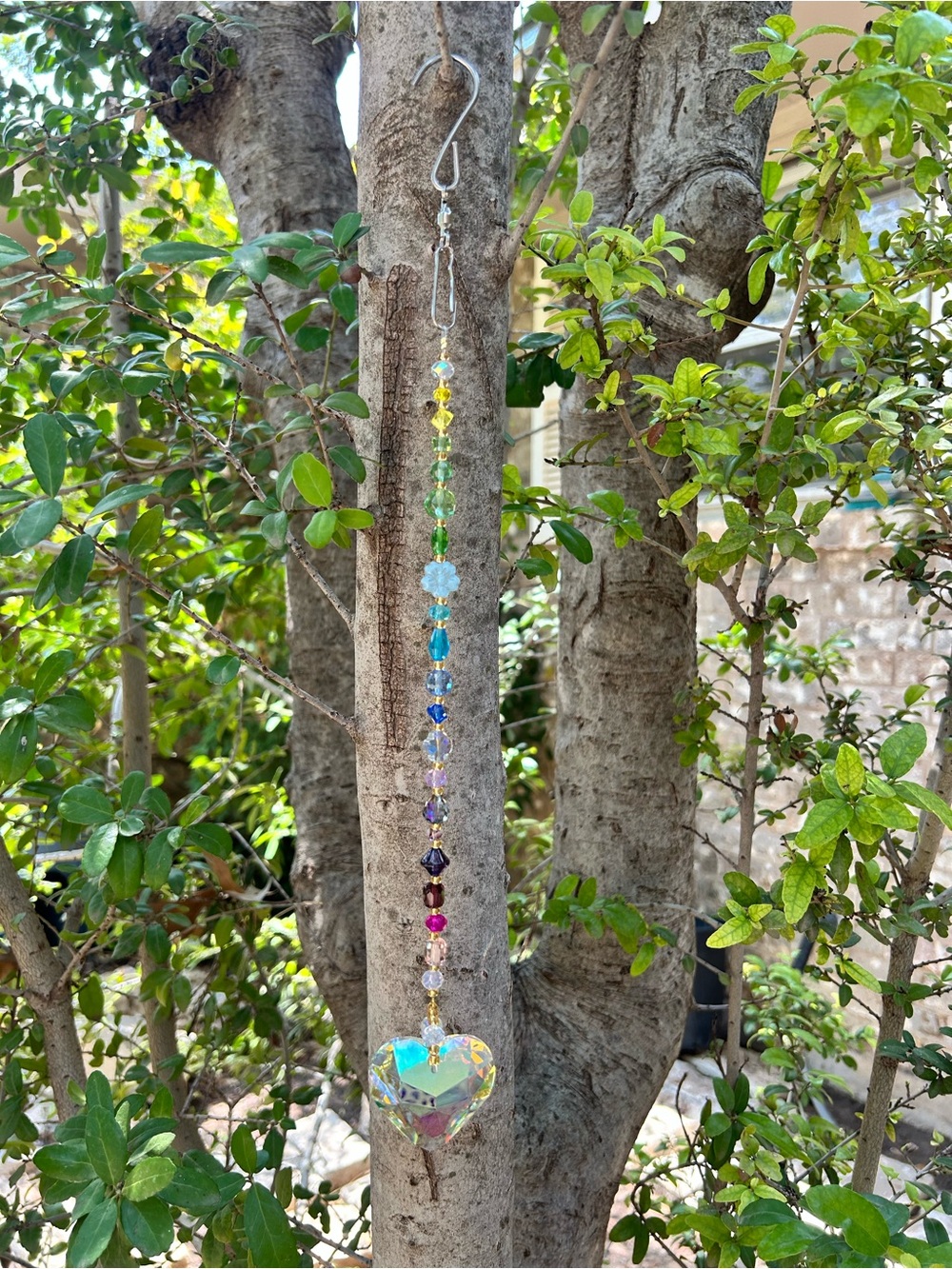15.5” Rainbow Heart Prism Crystal Beaded Suncatcher Sun Charm Decor - Picture 4 of 4